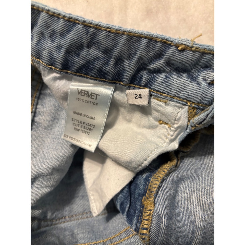 Vervet Los Angeles Womens Light Wash Distressed Wide Leg Jeans V2473 Size 24 - Picture 2 of 14